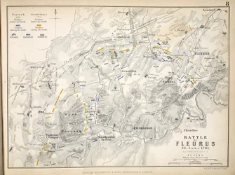 Map of the Battle of Fleurus, published by William Blackwood and Sons, Edinburgh and London